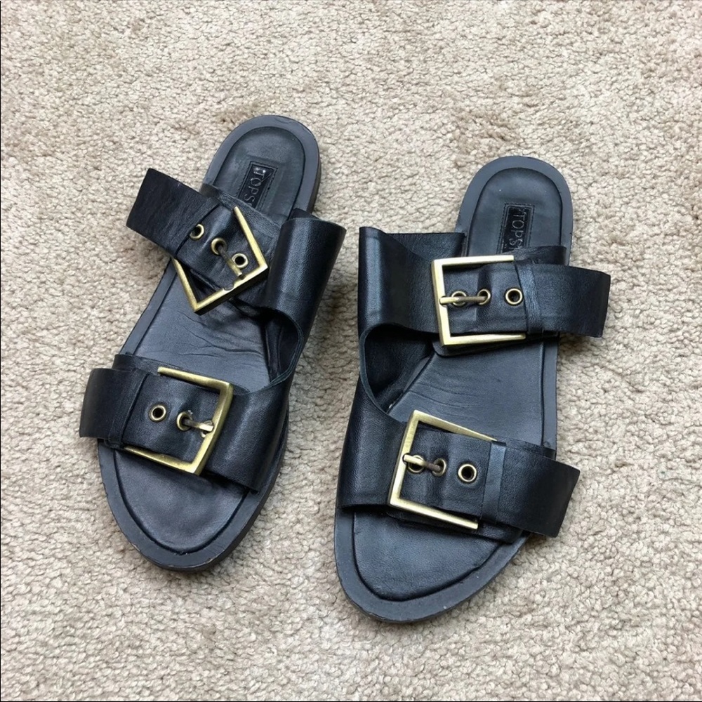 Top shop  Leather strap sandals w/ Brass buckle